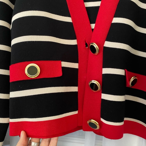 NWT Ronny Kobo Nautical Striped Cardigan Sweater - Picture 6 of 14